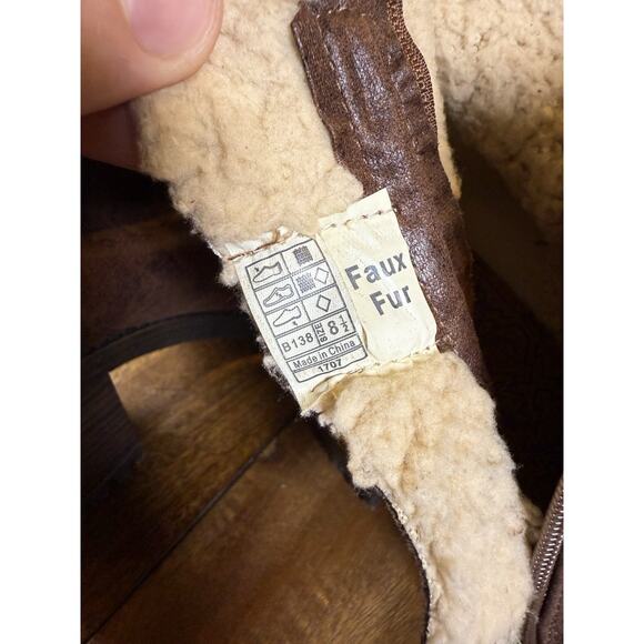 Blowfish Malibu Bootie Boots Faux Fur Zipper Cottage Brown Model 1707 Size 8.5 - Picture 8 of 14